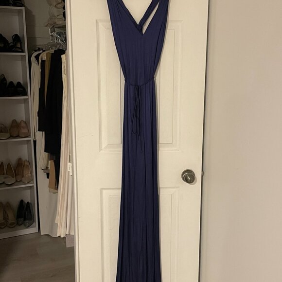 NWOT Mango Satin cross-back jumpsuit blue Size Small - Picture 9 of 10
